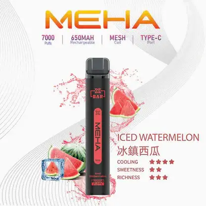 MEHA XBAR 魅嗨小黑條7000口拋棄式電子煙｜3%尼古丁鹽 650mAh電池 Mesh霧化技術 台灣現貨