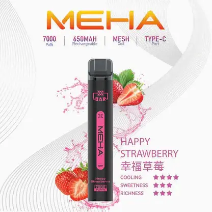 MEHA XBAR 魅嗨小黑條7000口拋棄式電子煙｜3%尼古丁鹽 650mAh電池 Mesh霧化技術 台灣現貨